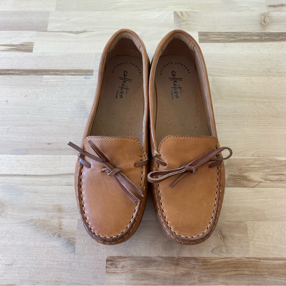 Clarks Dansko swing tan leather moccasins driving loafers size 7.5